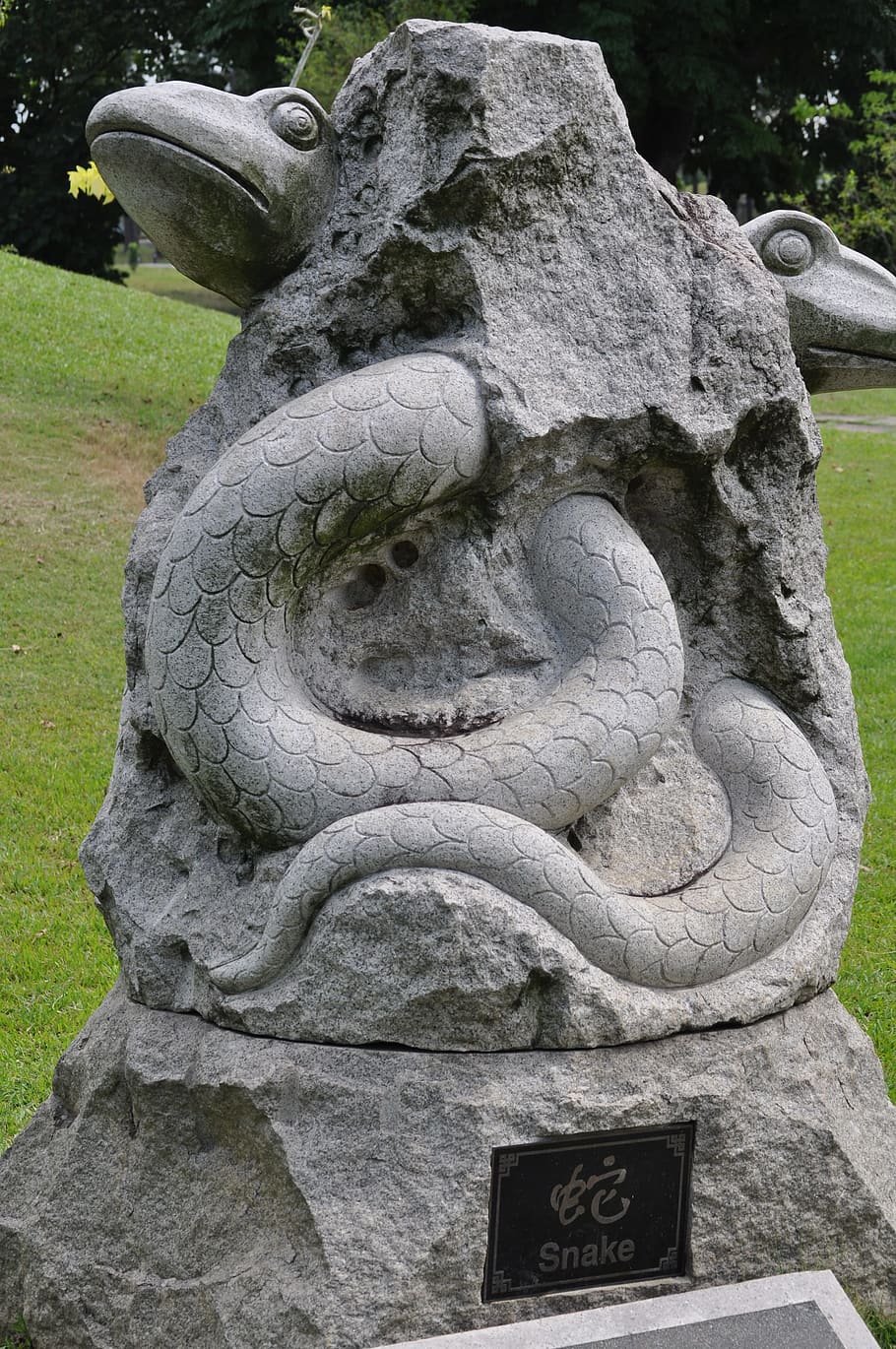 Lizard, Singapore, Chinese Garden, statue, stonework, sculpture, HD wallpaper
