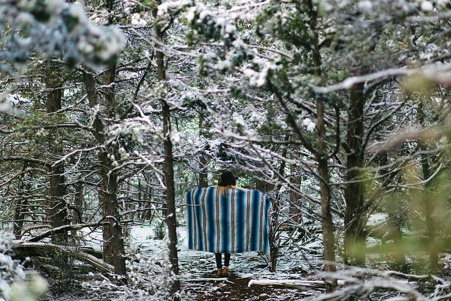 Breathe - Snow, person covering his body with fabric cover, winter HD wallpaper