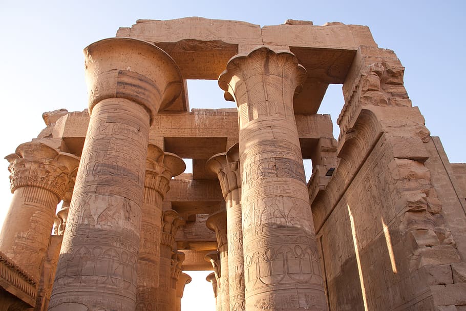 temple, egyptian, pillars, ruins, itu, structure, antiquity HD wallpaper