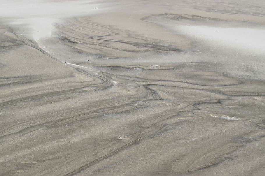 Sand patterns, desert field, dune, canyon, cloud, landscape, coast HD wallpaper
