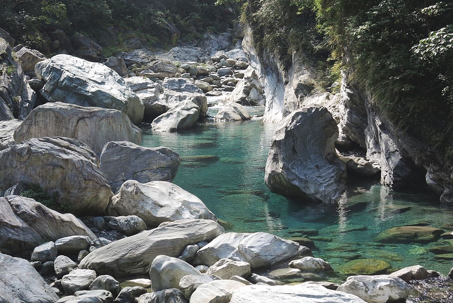 valley, river, taiwan, stream, stone, scene, hualien, natural scenery, HD wallpaper