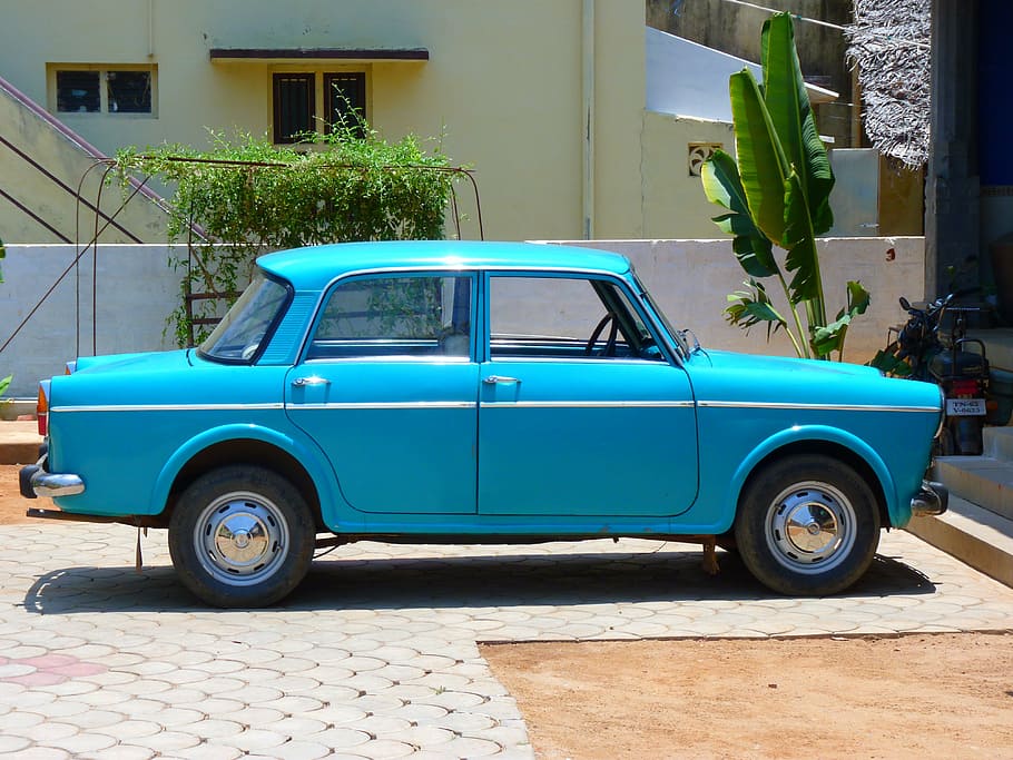 auto, vehicle, turquoise, old, car, mode of transportation HD wallpaper