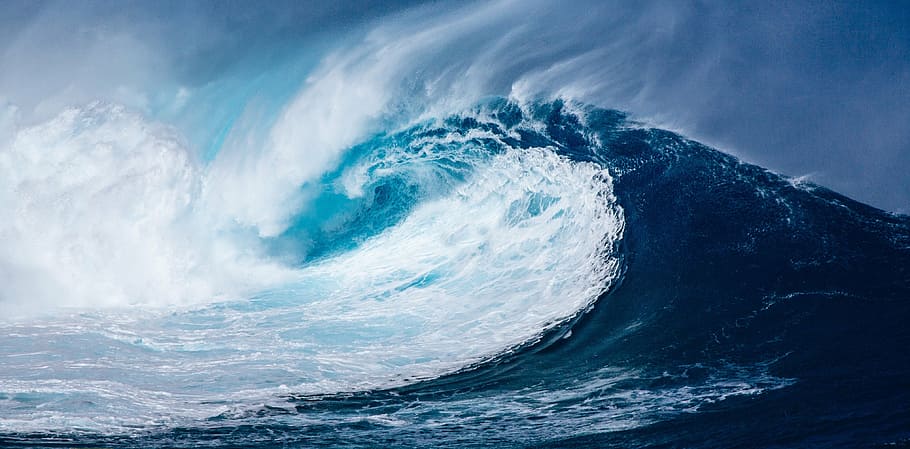 blue sea wave on focus photo, atlantic, pacific, ocean, huge, HD wallpaper