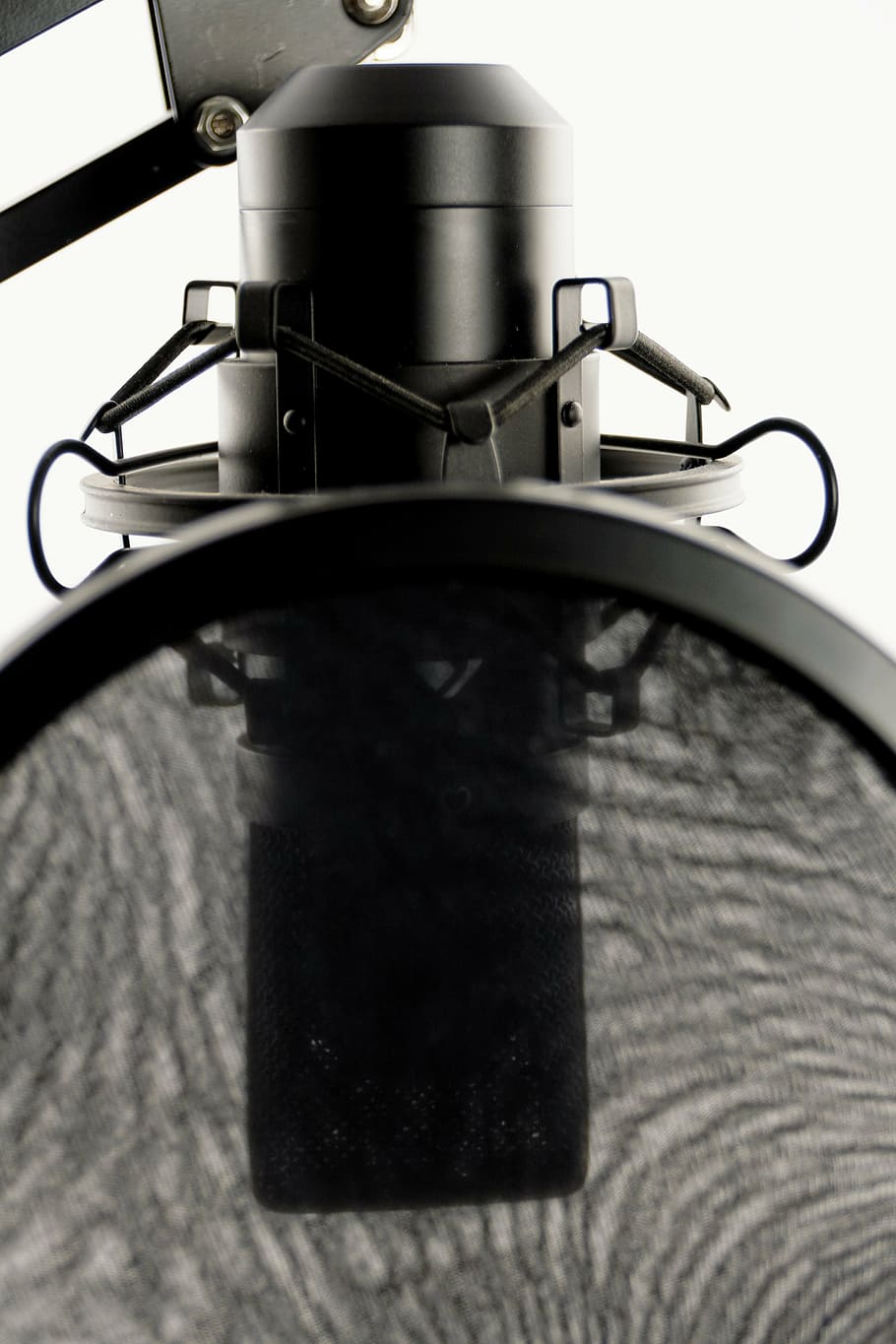 condenser microphone and pop filter, studio, vocal microphone HD wallpaper