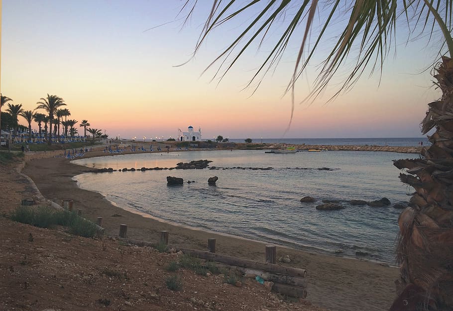 beach, sunset, cyprus, ocean, sea, water, sky, nature, travel HD wallpaper