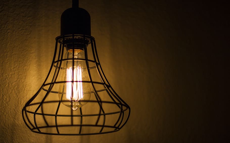 light, dark, wall, vintage, bright, bulb, close-up, design, electricity