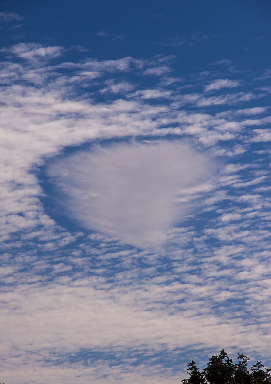 sky, clouds, weather, fallstreak hole, hole punch cloud, bergeron process HD wallpaper