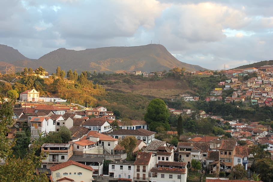 Ouro Preto, Brazil, Village, Landscape, mountain, house, architecture, HD wallpaper