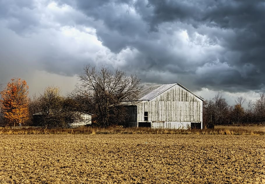 storm, storm clouds, barn, rustic, barns, ohio, digital art HD wallpaper