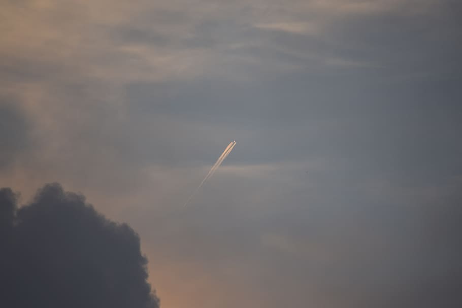plane, sky, fly, airplane, cloud - sky, low angle view, vapor trail HD wallpaper