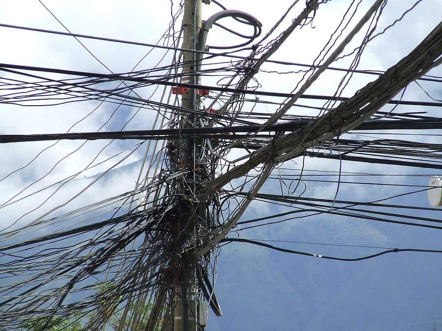 electricity, wiring, cables, power line, connection, complexity HD wallpaper
