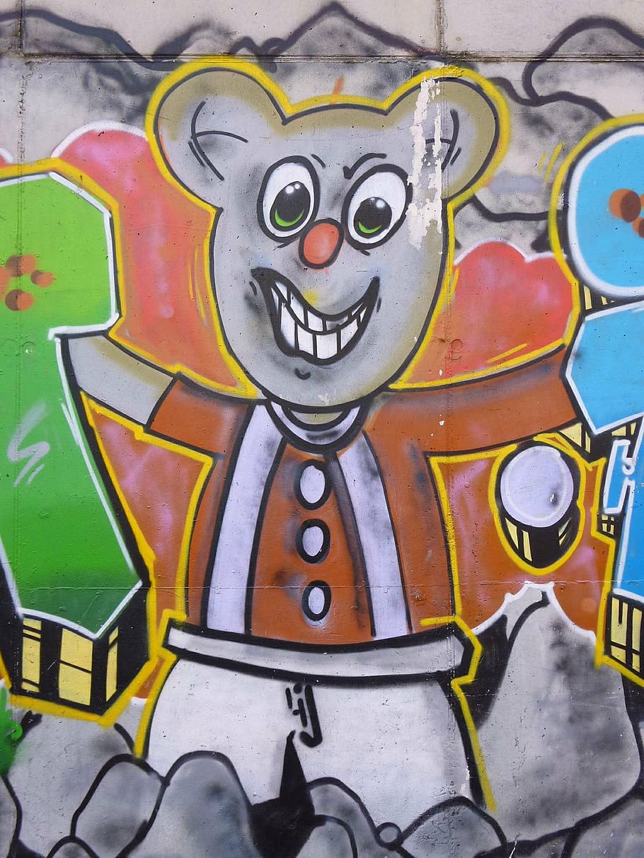 graffiti, bear, miribilla, artwork, mural, bilbao, vizcaya HD wallpaper