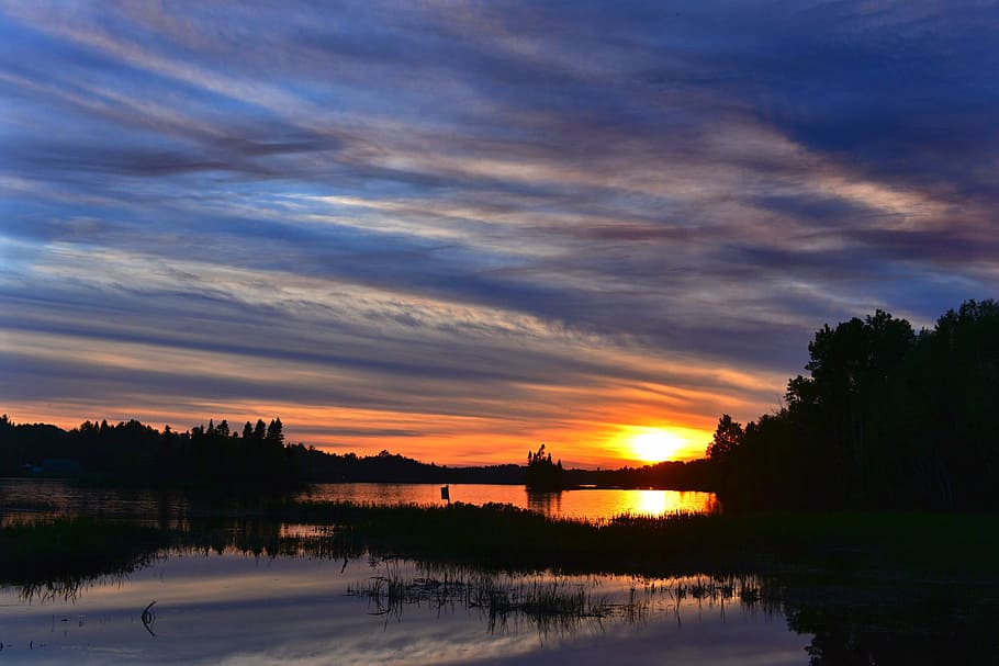 sunset wallpaper, twilight, clouds, evening, lying, nature lying HD wallpaper