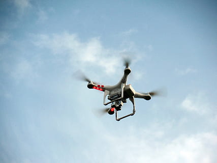 white DJI Phantom 3 Standard flying in the air, quadricopter HD wallpaper