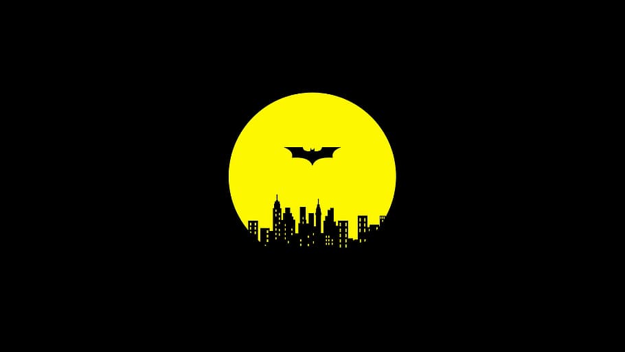 Batman logo, gotham city, night, guardian, darknight, yellow