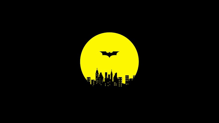 Batman Wallpaper 4K, Minimal art, Yellow background