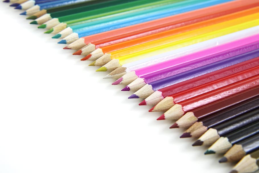 assorted-color pencil lot, artistic, bright, colored, colorful
