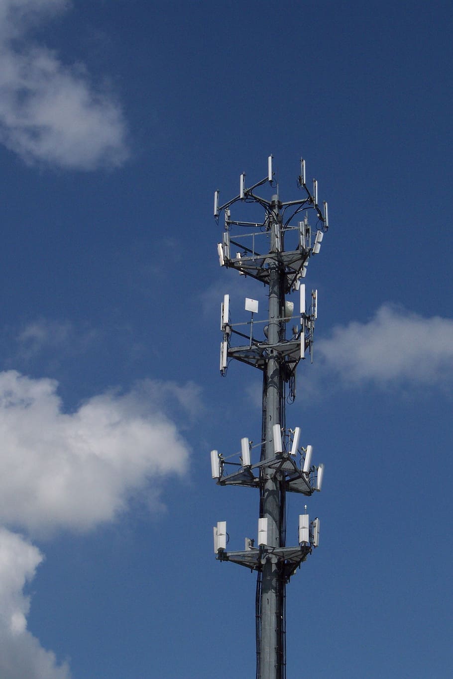 cell tower, sky, clouds, technology, antenna, communication, HD wallpaper
