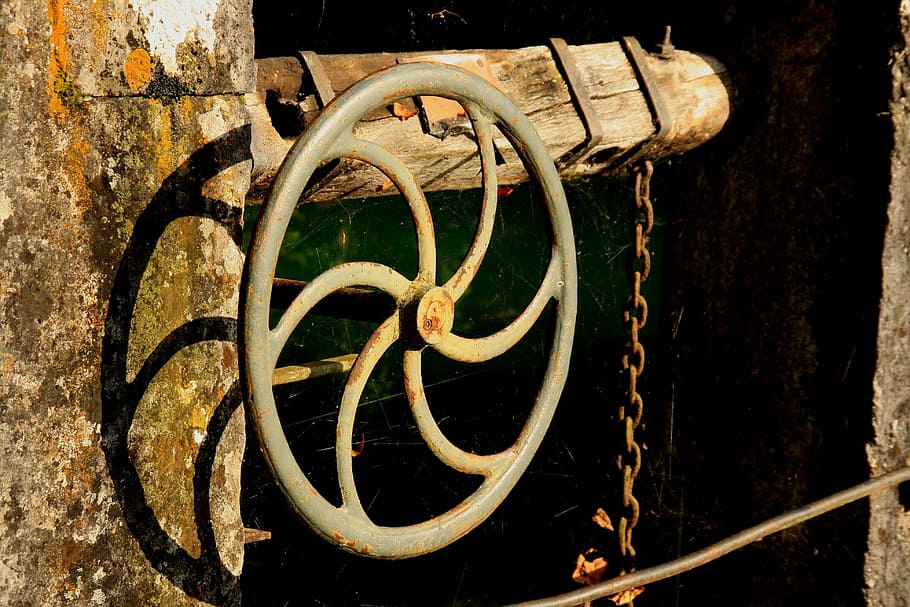 Wheel, Weir, Blautopf, Lock, no people, close-up, day, outdoors HD wallpaper