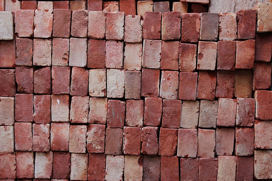 brown brick wall closeup photography, untitled, old, red, india HD wallpaper
