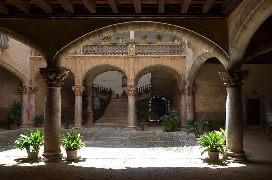 Palma De Mallorca, Palace, domination seat, arch, indoors, history, HD wallpaper