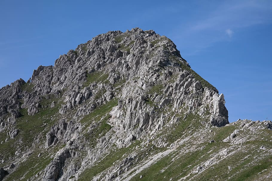 rough horn, mountain, summit, ridge, tightrope walk, allgäu alps HD wallpaper
