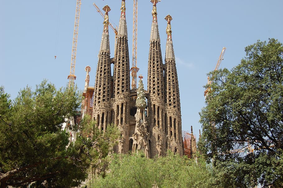 barcelona, catalonia, church, architecture, sagrada Familia, HD wallpaper