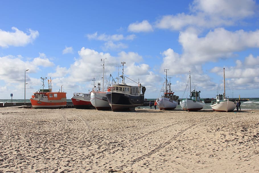 Boot, Holiday, Beach, Water, Denmark, travel, by the sea, fishing boat HD wallpaper