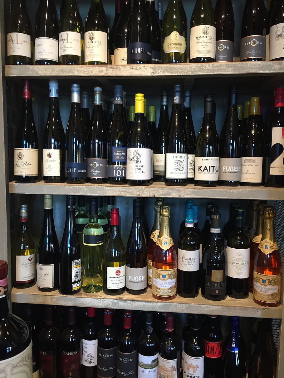 wine, shelf, wine rack, bottles, wine bottle, glass bottle HD wallpaper