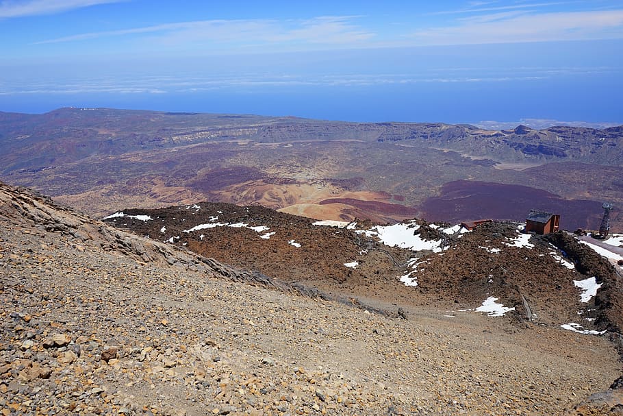 read cañadas, caldera, teide, view, good view, station, cable car station HD wallpaper