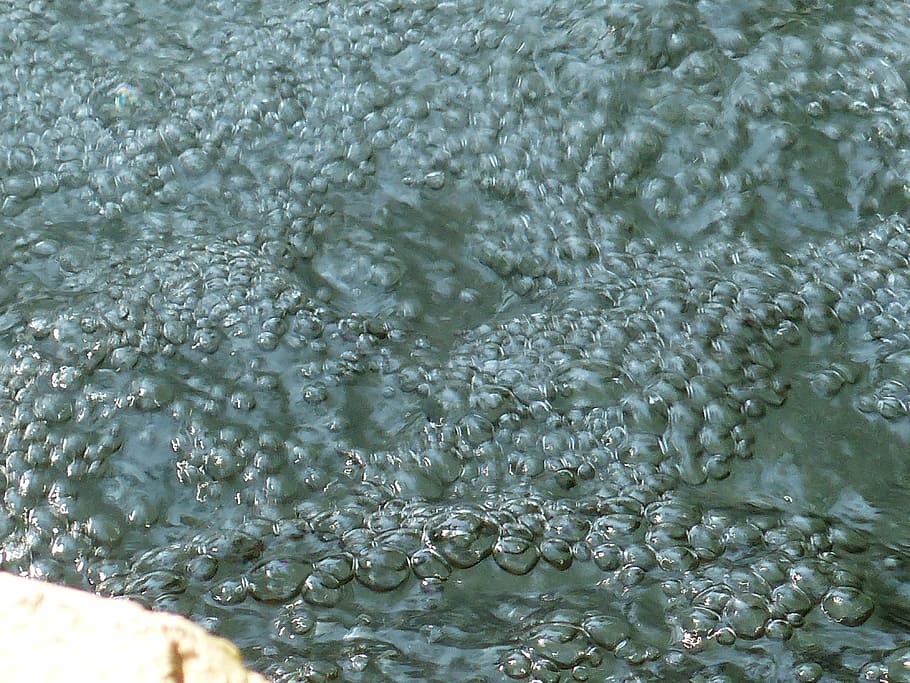 air bubbles, blow, water, source, bach, water surface, swirls HD wallpaper