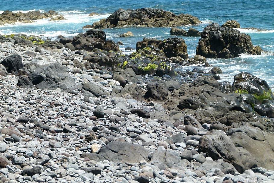 cliffs, rock, sea, water, coast, madeira, stone, coastal, solid HD wallpaper