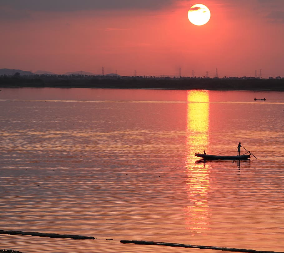 sunset, evening, reflections, nature, landscape, sky, travel HD wallpaper