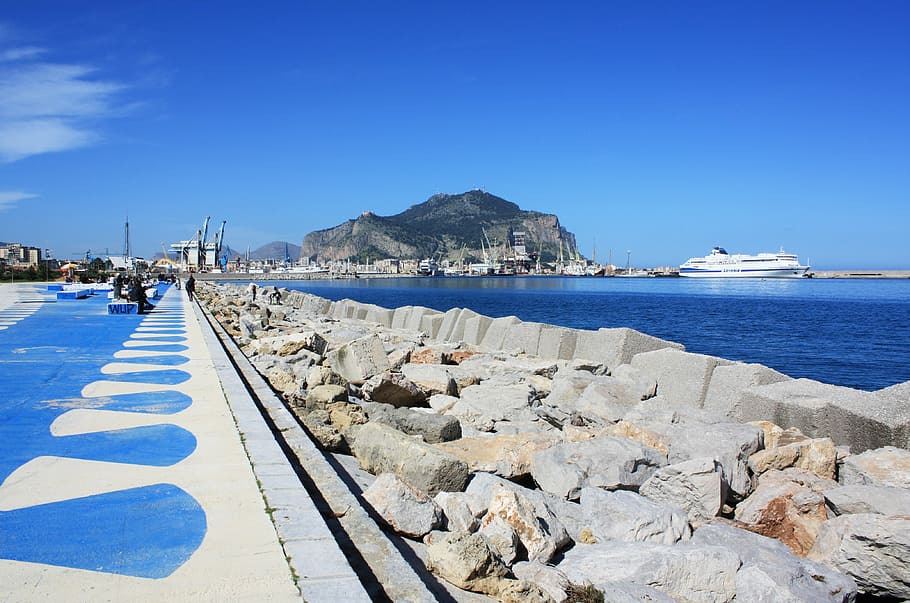boats docked at daytime, palermo, waterfront, porto, cala, stone HD wallpaper