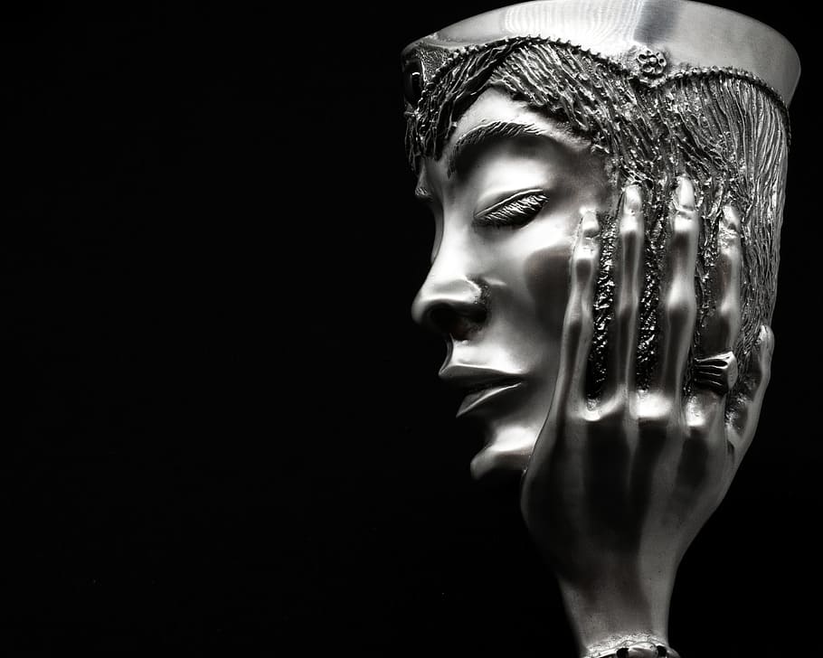 closeup photo of Egyptian goddess bust, Pewter, Goblet, Old HD wallpaper