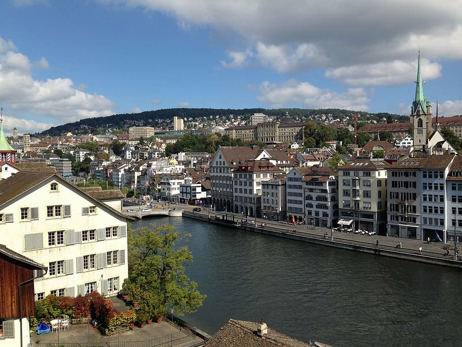 zurich, suiss, river, building exterior, city, architecture HD wallpaper