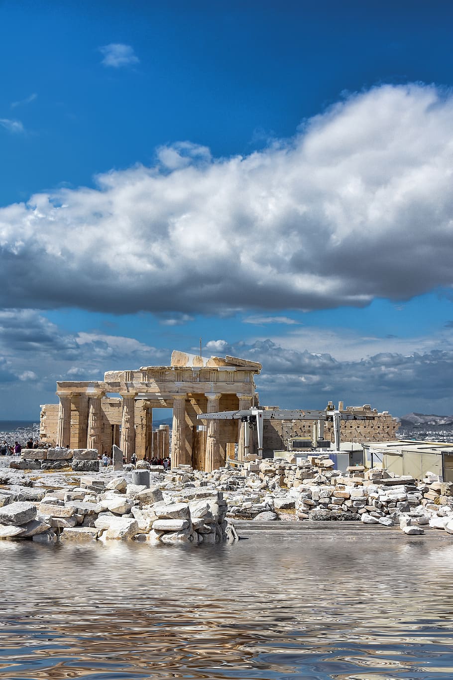 athens, flood, greece, acropolis, temple, culture, ancient, HD wallpaper
