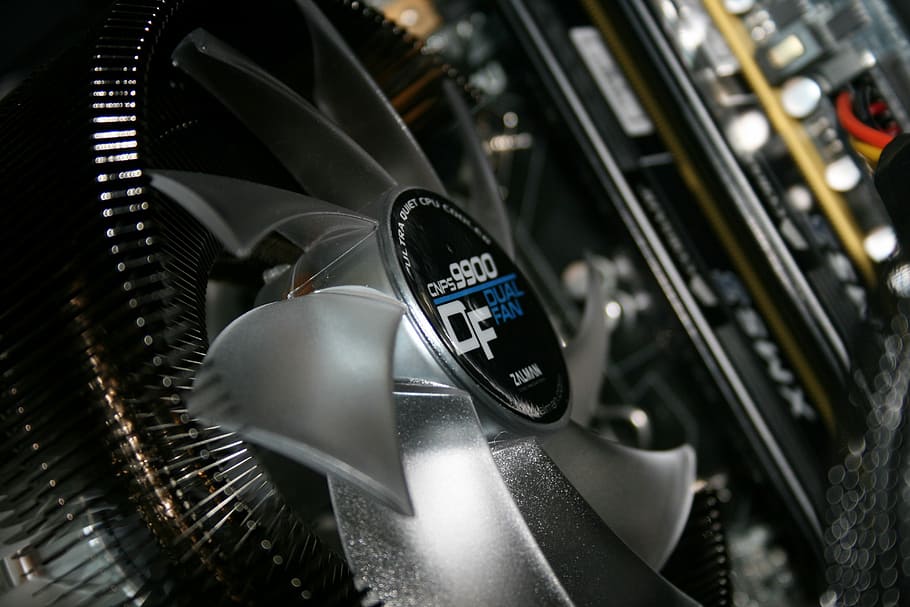 black computer fan in close-up shot, Computers, Motherboard HD wallpaper
