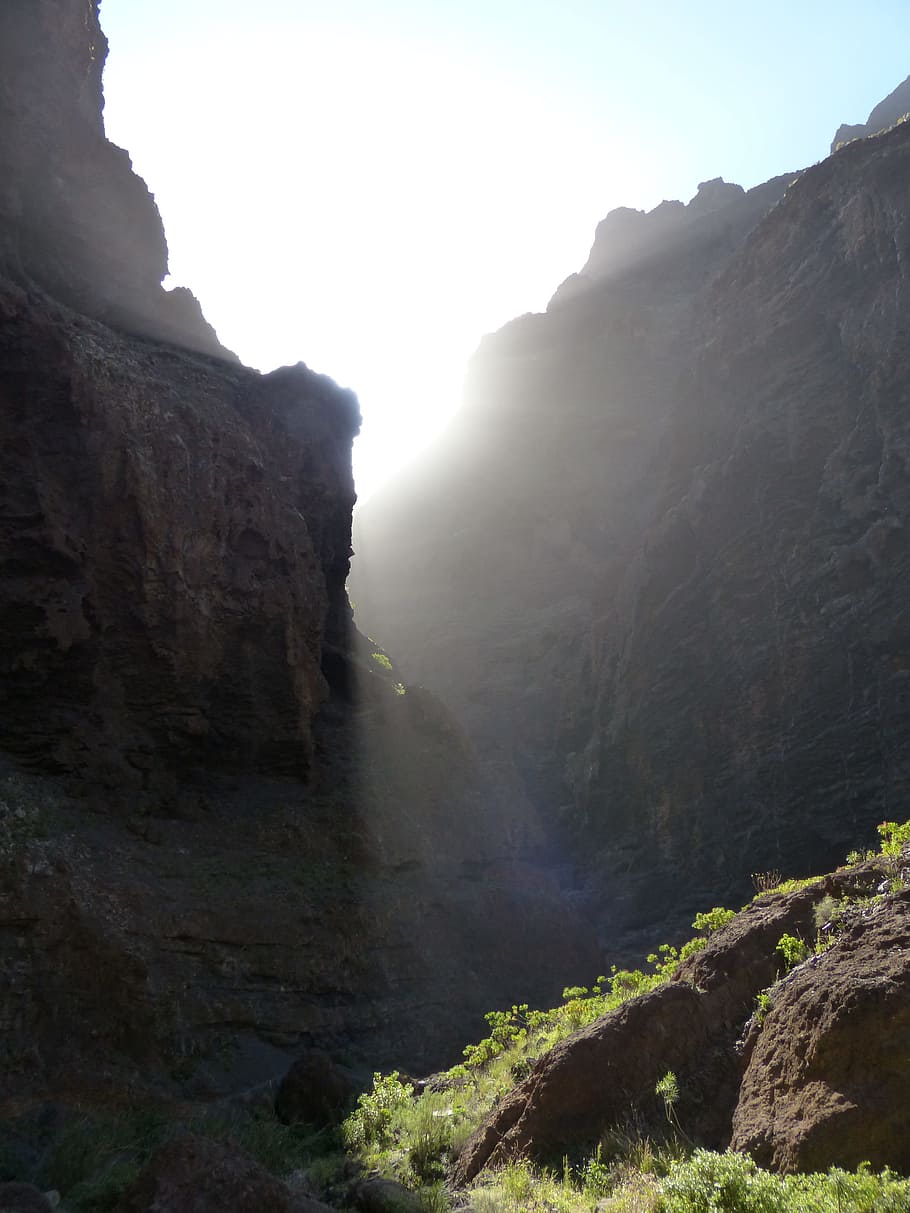 Masca, Ravine, Sun, Light, Light, Rock, Gorge, masca ravine, HD wallpaper