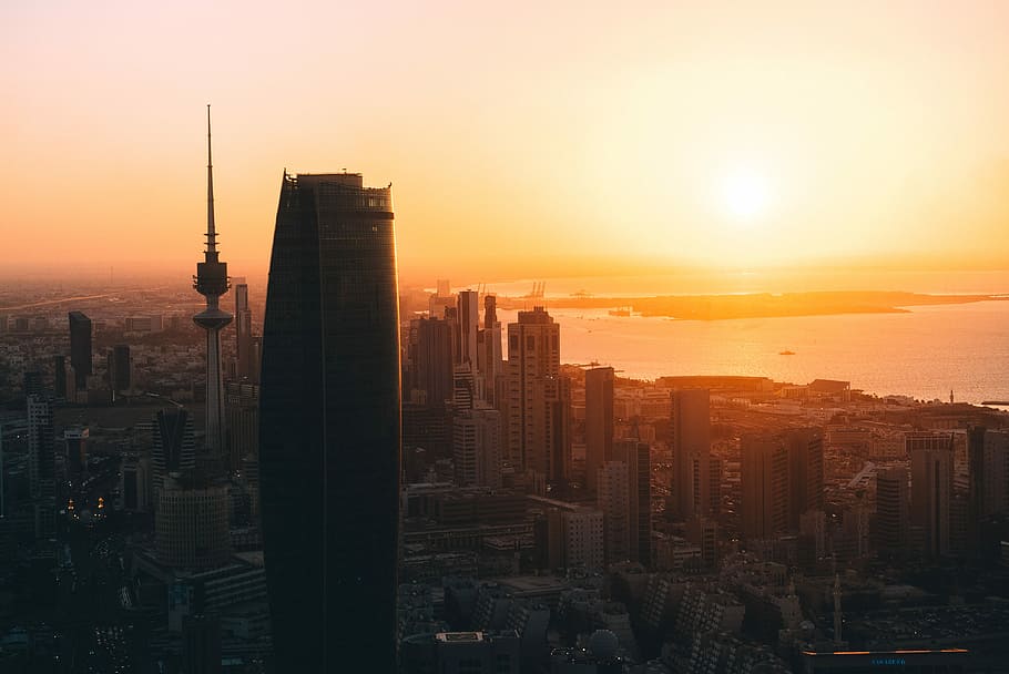 high rise buildings during sunrise, buildings during sunset, city HD wallpaper