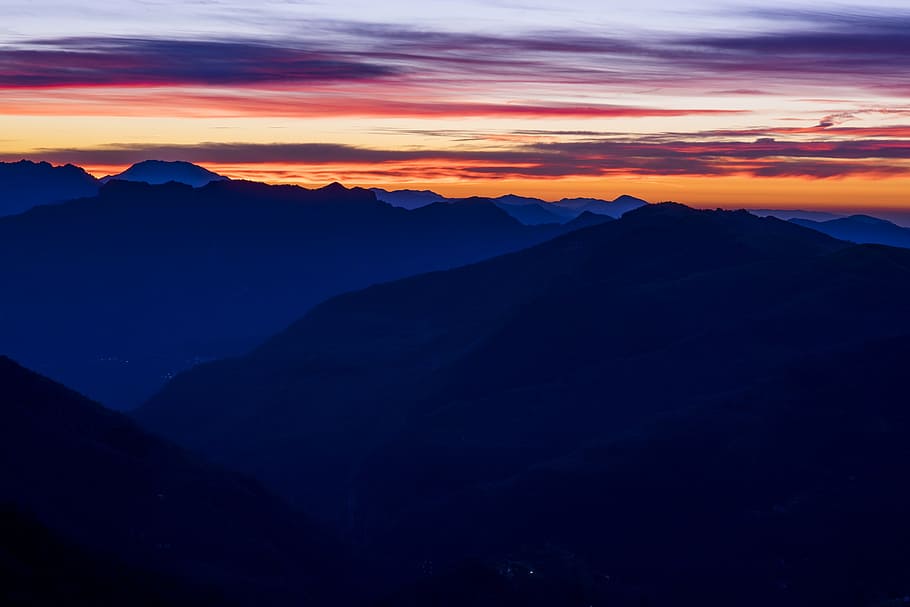 clouds, mountains, nature, sunrise, sunset, mountain Peak, landscape HD wallpaper