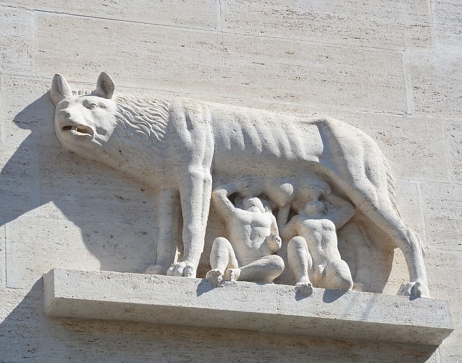 Romulus, Remus, Statue, Wolf, Sculpture, roman, ancient, mythology, HD wallpaper