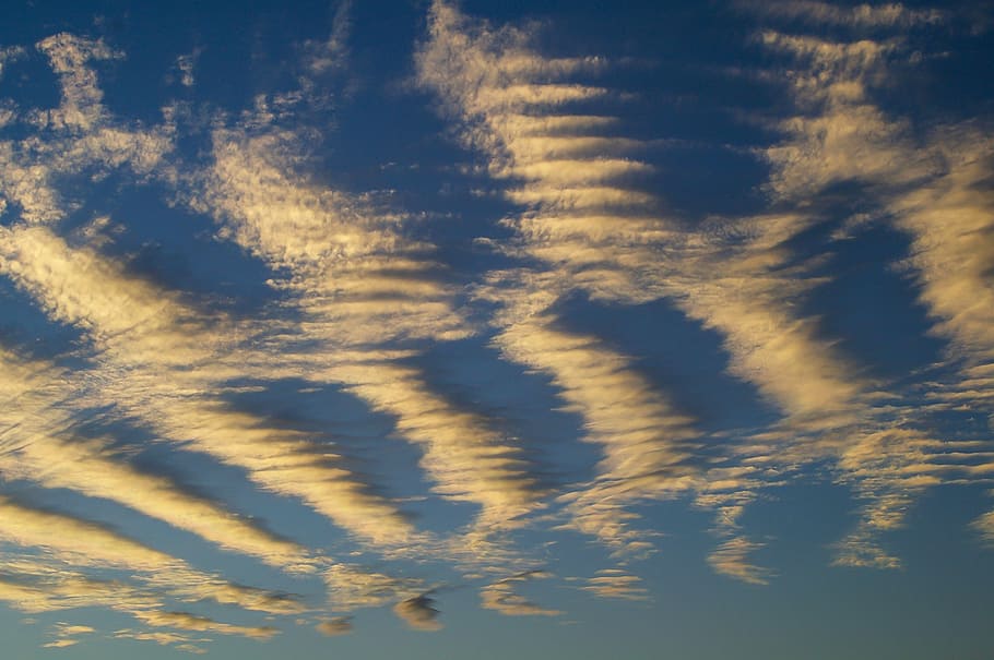 clouds, sky, blue, white, pattern, fish bone, ribs, cloud - sky HD wallpaper