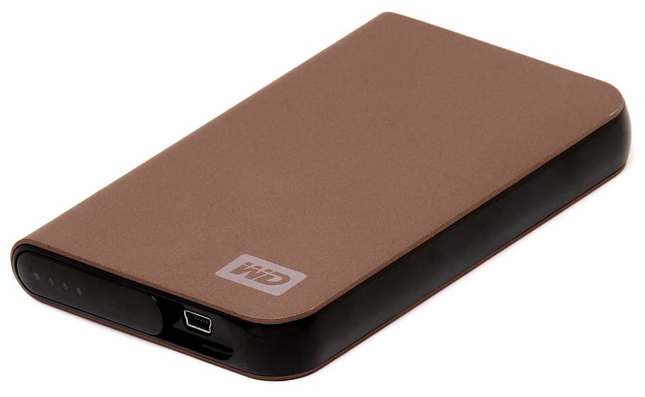 brown and black Western Digital portable HDD, external hard drive