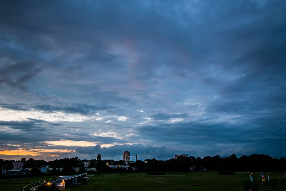 Sky, City, Clouds, View, Dramatic, urban, silhouette, bremen HD wallpaper