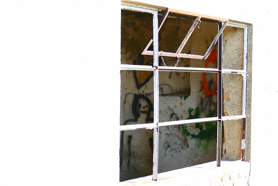 window, glass, broken, destroyed, graffiti, face, old, building HD wallpaper