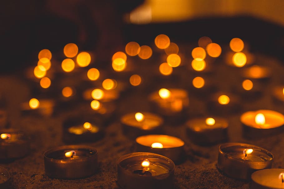 light, church, bokeh, burning, fire, flame, candle, illuminated HD wallpaper