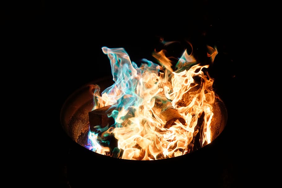 fire, flame, charcoal, ash, smoke, heat, bonfire, campfire HD wallpaper
