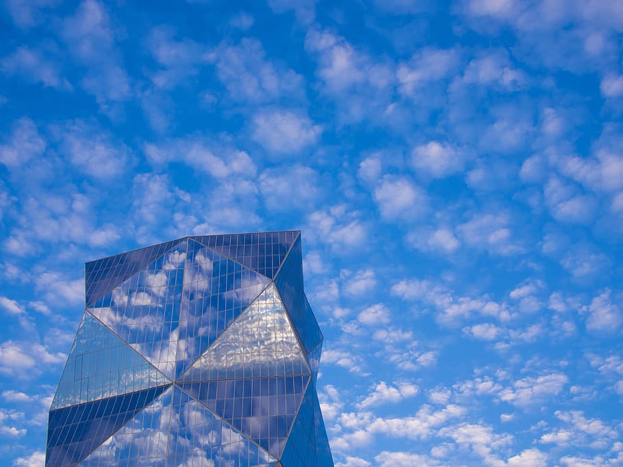reflection photography of clouds on building, Santiago, Chile HD wallpaper