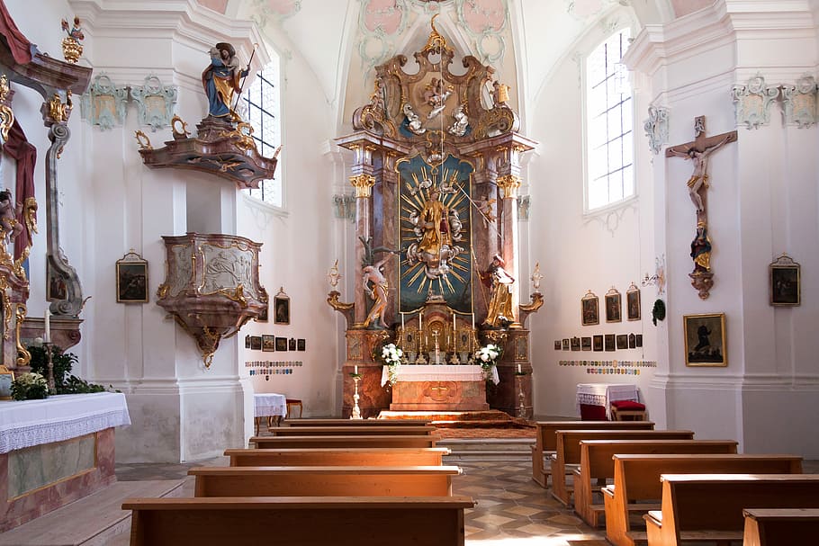 Altar, Rococo, Pulpit, Bank, Wood, Pray, late baroque, art direction, HD wallpaper